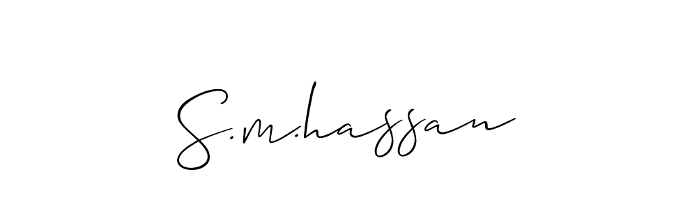 Also You can easily find your signature by using the search form. We will create S.m.hassan name handwritten signature images for you free of cost using Allison_Script sign style. S.m.hassan signature style 2 images and pictures png