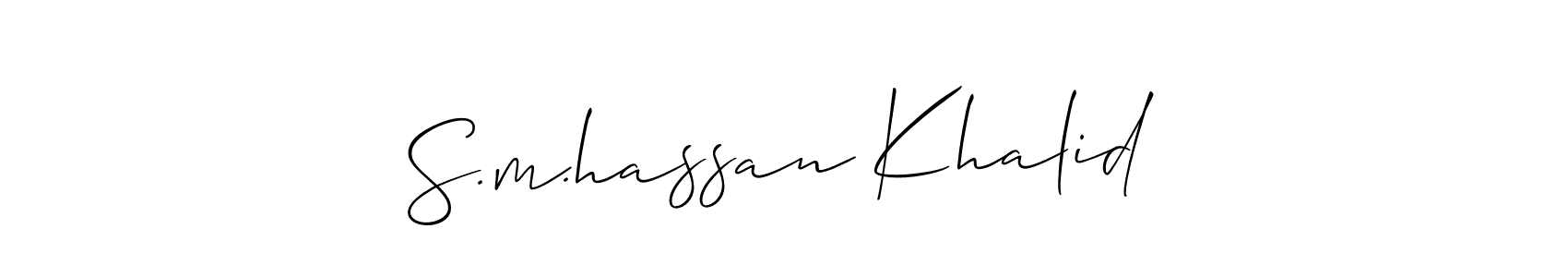 Similarly Allison_Script is the best handwritten signature design. Signature creator online .You can use it as an online autograph creator for name S.m.hassan Khalid. S.m.hassan Khalid signature style 2 images and pictures png