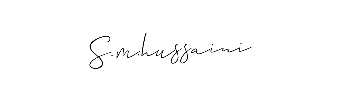Make a short S.m.hussaini signature style. Manage your documents anywhere anytime using Allison_Script. Create and add eSignatures, submit forms, share and send files easily. S.m.hussaini signature style 2 images and pictures png