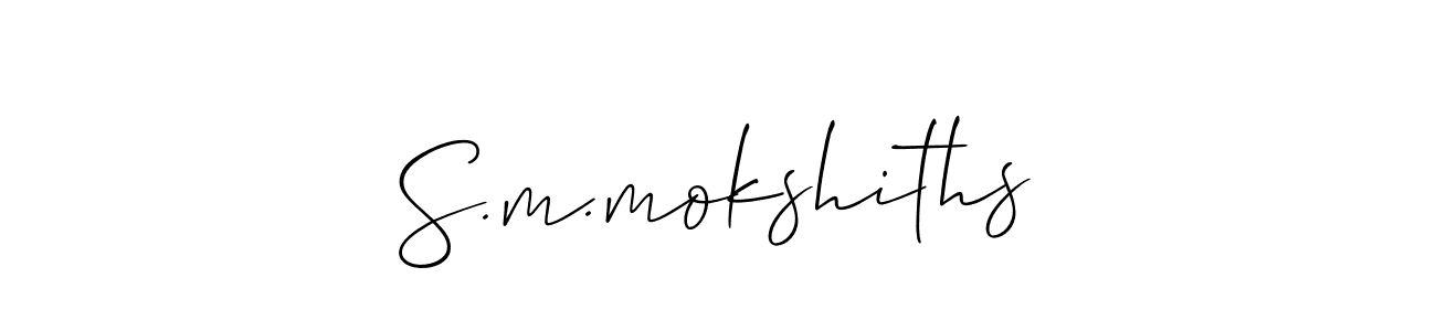 Make a short S.m.mokshiths signature style. Manage your documents anywhere anytime using Allison_Script. Create and add eSignatures, submit forms, share and send files easily. S.m.mokshiths signature style 2 images and pictures png