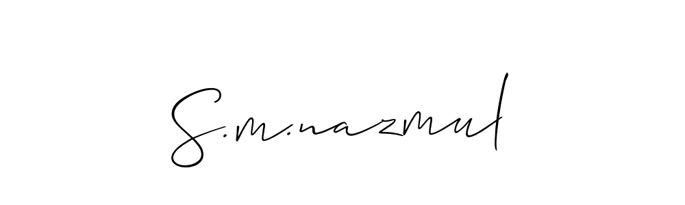 How to make S.m.nazmul name signature. Use Allison_Script style for creating short signs online. This is the latest handwritten sign. S.m.nazmul signature style 2 images and pictures png