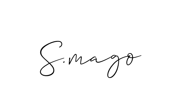 The best way (Allison_Script) to make a short signature is to pick only two or three words in your name. The name S.mago include a total of six letters. For converting this name. S.mago signature style 2 images and pictures png