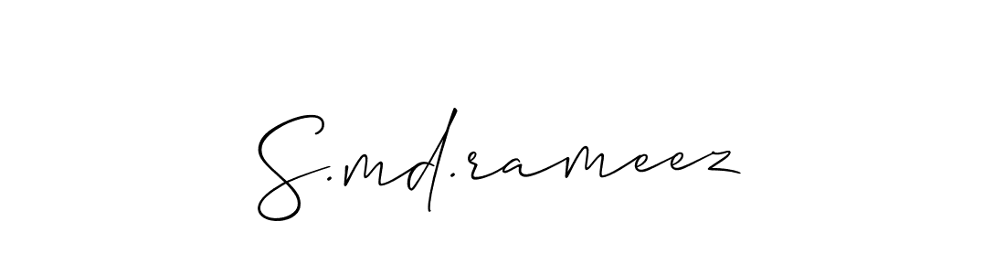 Make a beautiful signature design for name S.md.rameez. With this signature (Allison_Script) style, you can create a handwritten signature for free. S.md.rameez signature style 2 images and pictures png