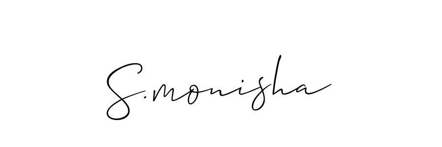 The best way (Allison_Script) to make a short signature is to pick only two or three words in your name. The name S.monisha include a total of six letters. For converting this name. S.monisha signature style 2 images and pictures png