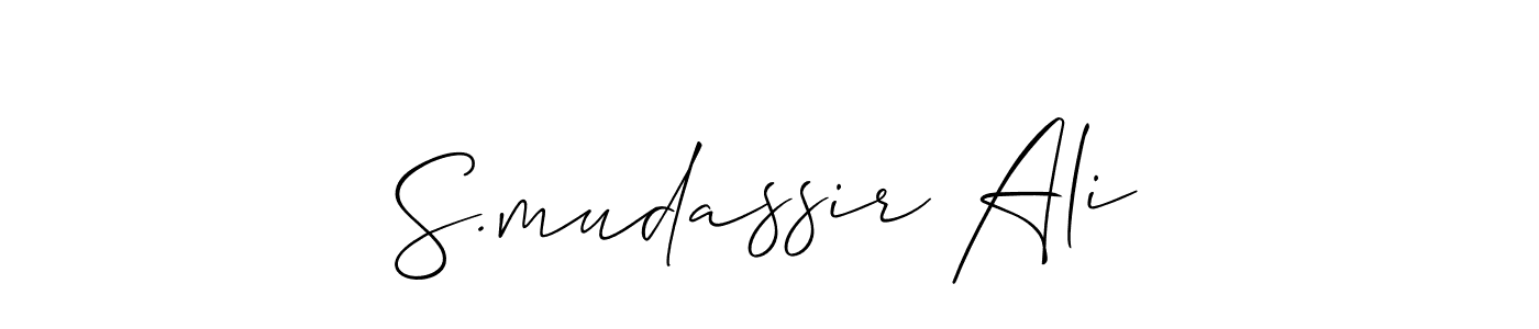 Also You can easily find your signature by using the search form. We will create S.mudassir Ali name handwritten signature images for you free of cost using Allison_Script sign style. S.mudassir Ali signature style 2 images and pictures png