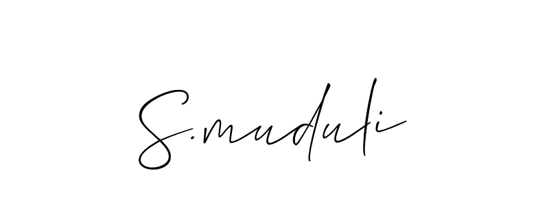 Allison_Script is a professional signature style that is perfect for those who want to add a touch of class to their signature. It is also a great choice for those who want to make their signature more unique. Get S.muduli name to fancy signature for free. S.muduli signature style 2 images and pictures png