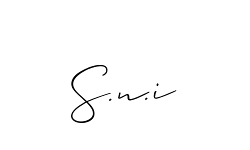 Make a beautiful signature design for name S.n.i. With this signature (Allison_Script) style, you can create a handwritten signature for free. S.n.i signature style 2 images and pictures png