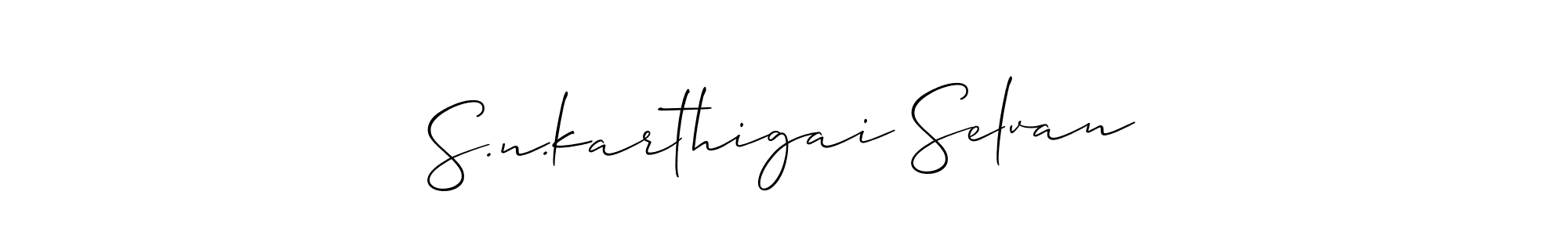 Make a short S.n.karthigai Selvan signature style. Manage your documents anywhere anytime using Allison_Script. Create and add eSignatures, submit forms, share and send files easily. S.n.karthigai Selvan signature style 2 images and pictures png