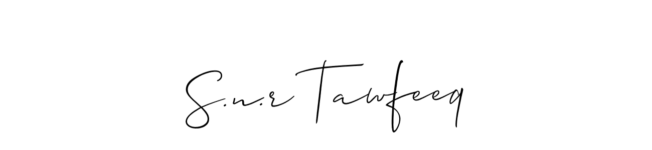 S.n.r Tawfeeq stylish signature style. Best Handwritten Sign (Allison_Script) for my name. Handwritten Signature Collection Ideas for my name S.n.r Tawfeeq. S.n.r Tawfeeq signature style 2 images and pictures png