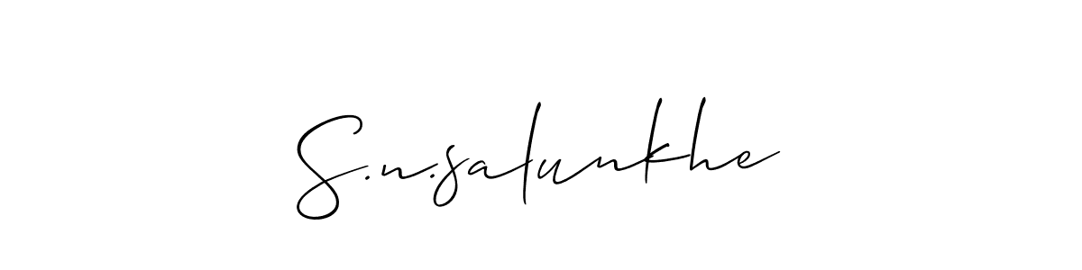 This is the best signature style for the S.n.salunkhe name. Also you like these signature font (Allison_Script). Mix name signature. S.n.salunkhe signature style 2 images and pictures png