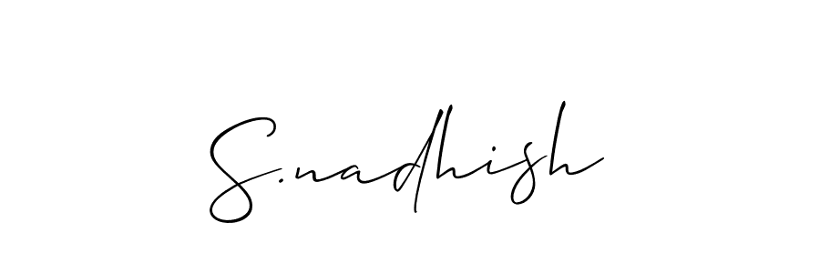 How to make S.nadhish name signature. Use Allison_Script style for creating short signs online. This is the latest handwritten sign. S.nadhish signature style 2 images and pictures png