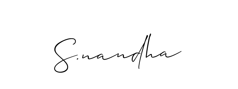 Use a signature maker to create a handwritten signature online. With this signature software, you can design (Allison_Script) your own signature for name S.nandha. S.nandha signature style 2 images and pictures png