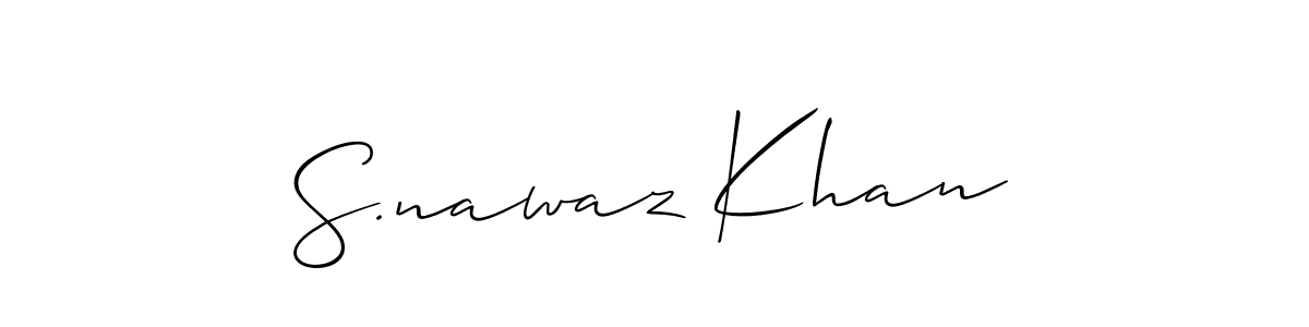 The best way (Allison_Script) to make a short signature is to pick only two or three words in your name. The name S.nawaz Khan include a total of six letters. For converting this name. S.nawaz Khan signature style 2 images and pictures png