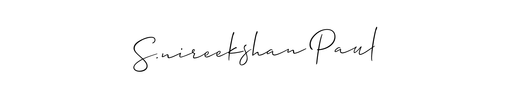 How to make S.nireekshan Paul signature? Allison_Script is a professional autograph style. Create handwritten signature for S.nireekshan Paul name. S.nireekshan Paul signature style 2 images and pictures png