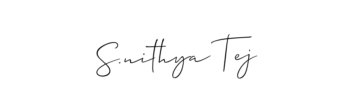 Make a beautiful signature design for name S.nithya Tej. With this signature (Allison_Script) style, you can create a handwritten signature for free. S.nithya Tej signature style 2 images and pictures png