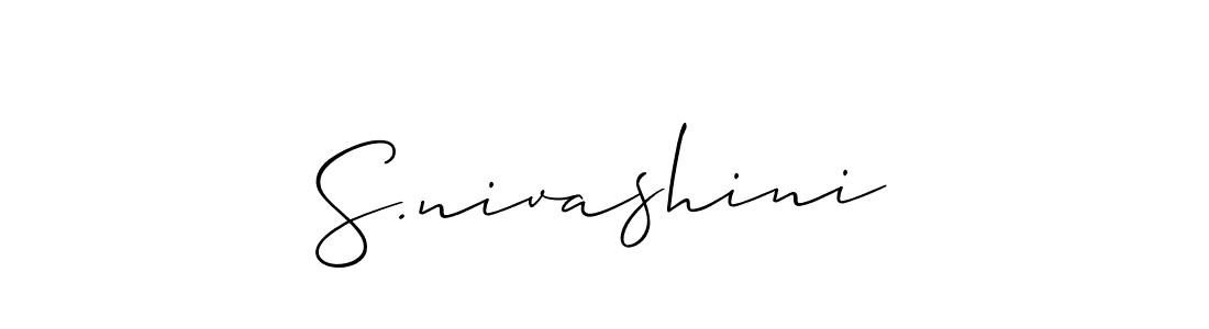 Make a short S.nivashini signature style. Manage your documents anywhere anytime using Allison_Script. Create and add eSignatures, submit forms, share and send files easily. S.nivashini signature style 2 images and pictures png