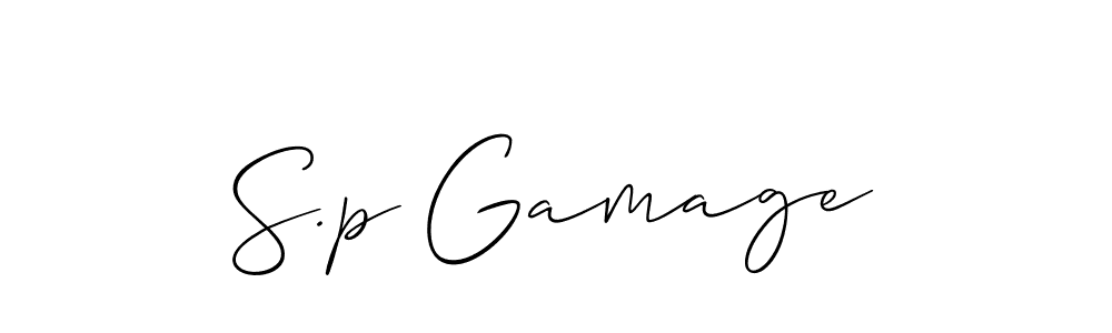 Also we have S.p Gamage name is the best signature style. Create professional handwritten signature collection using Allison_Script autograph style. S.p Gamage signature style 2 images and pictures png