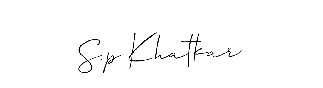 Create a beautiful signature design for name S.p Khatkar. With this signature (Allison_Script) fonts, you can make a handwritten signature for free. S.p Khatkar signature style 2 images and pictures png