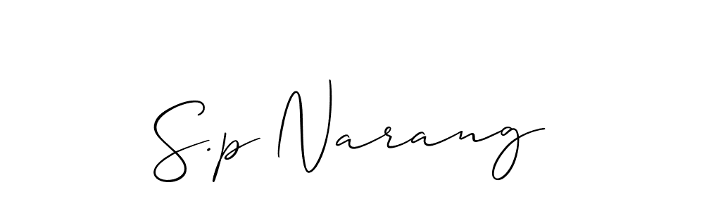 Make a short S.p Narang signature style. Manage your documents anywhere anytime using Allison_Script. Create and add eSignatures, submit forms, share and send files easily. S.p Narang signature style 2 images and pictures png