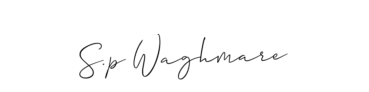 Make a beautiful signature design for name S.p Waghmare. With this signature (Allison_Script) style, you can create a handwritten signature for free. S.p Waghmare signature style 2 images and pictures png