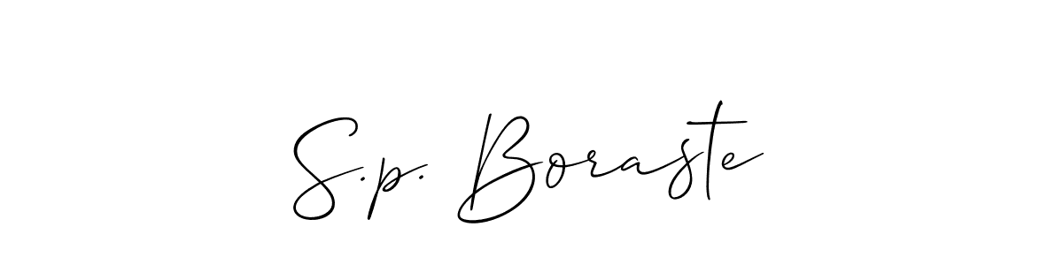 Make a beautiful signature design for name S.p. Boraste. With this signature (Allison_Script) style, you can create a handwritten signature for free. S.p. Boraste signature style 2 images and pictures png