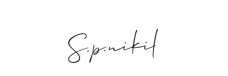You should practise on your own different ways (Allison_Script) to write your name (S.p.nikil) in signature. don't let someone else do it for you. S.p.nikil signature style 2 images and pictures png