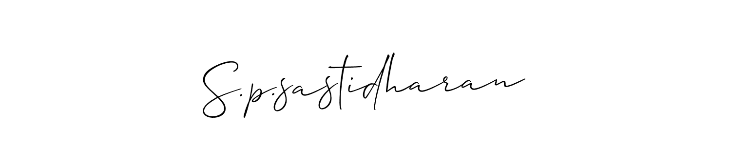 Use a signature maker to create a handwritten signature online. With this signature software, you can design (Allison_Script) your own signature for name S.p.sastidharan. S.p.sastidharan signature style 2 images and pictures png