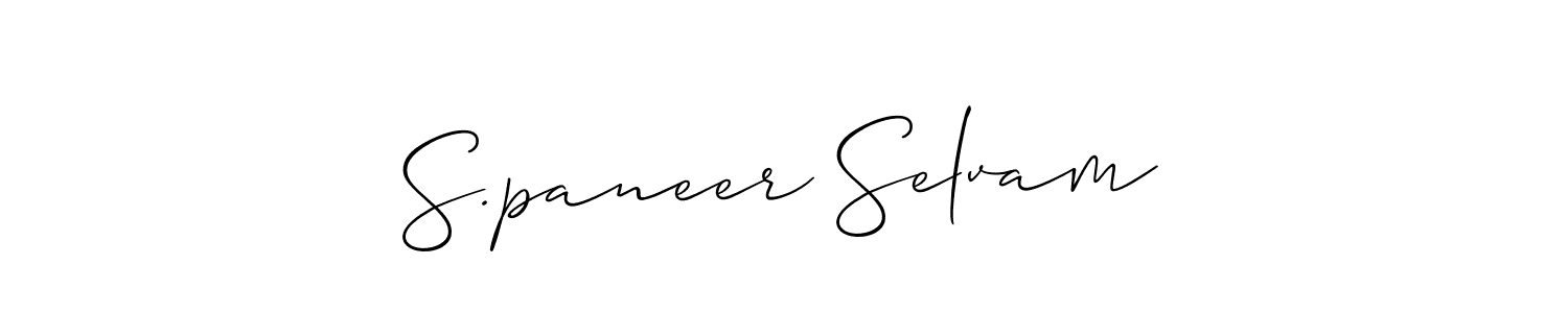 Use a signature maker to create a handwritten signature online. With this signature software, you can design (Allison_Script) your own signature for name S.paneer Selvam. S.paneer Selvam signature style 2 images and pictures png
