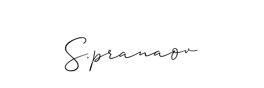 Also You can easily find your signature by using the search form. We will create S.pranaov name handwritten signature images for you free of cost using Allison_Script sign style. S.pranaov signature style 2 images and pictures png