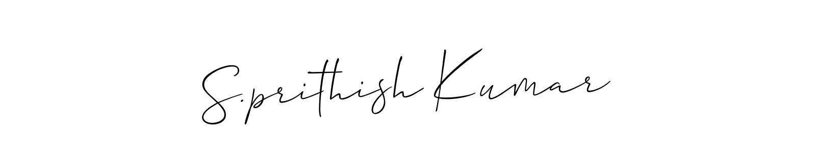 Also You can easily find your signature by using the search form. We will create S.prithish Kumar name handwritten signature images for you free of cost using Allison_Script sign style. S.prithish Kumar signature style 2 images and pictures png