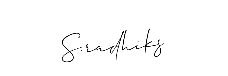 Create a beautiful signature design for name S.radhiks. With this signature (Allison_Script) fonts, you can make a handwritten signature for free. S.radhiks signature style 2 images and pictures png