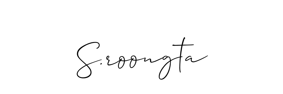 Use a signature maker to create a handwritten signature online. With this signature software, you can design (Allison_Script) your own signature for name S.roongta. S.roongta signature style 2 images and pictures png
