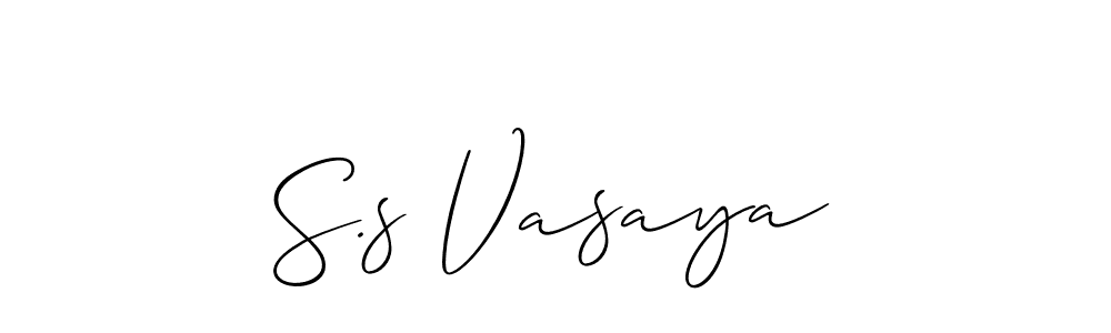 The best way (Allison_Script) to make a short signature is to pick only two or three words in your name. The name S.s Vasaya include a total of six letters. For converting this name. S.s Vasaya signature style 2 images and pictures png