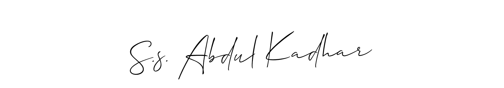 if you are searching for the best signature style for your name S.s. Abdul Kadhar. so please give up your signature search. here we have designed multiple signature styles  using Allison_Script. S.s. Abdul Kadhar signature style 2 images and pictures png