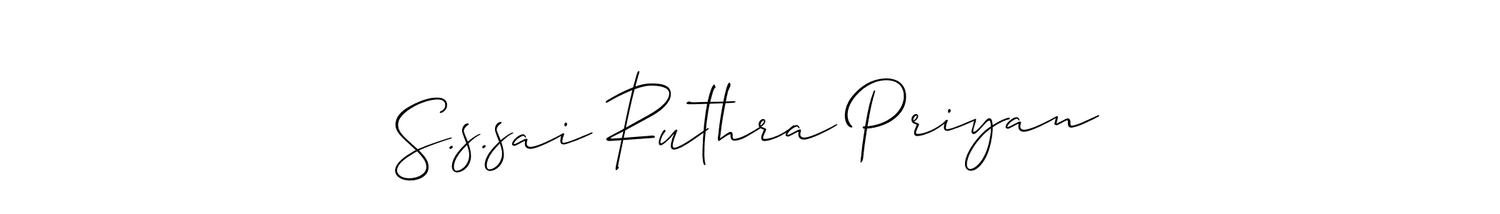 Also You can easily find your signature by using the search form. We will create S.s.sai Ruthra Priyan name handwritten signature images for you free of cost using Allison_Script sign style. S.s.sai Ruthra Priyan signature style 2 images and pictures png