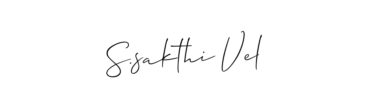 The best way (Allison_Script) to make a short signature is to pick only two or three words in your name. The name S.sakthi Vel include a total of six letters. For converting this name. S.sakthi Vel signature style 2 images and pictures png