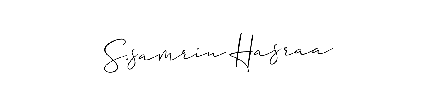 Use a signature maker to create a handwritten signature online. With this signature software, you can design (Allison_Script) your own signature for name S.samrin Hasraa. S.samrin Hasraa signature style 2 images and pictures png