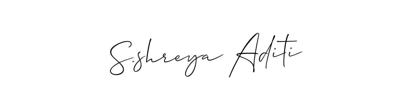 Also You can easily find your signature by using the search form. We will create S.shreya Aditi name handwritten signature images for you free of cost using Allison_Script sign style. S.shreya Aditi signature style 2 images and pictures png