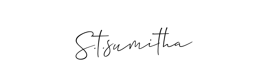 Use a signature maker to create a handwritten signature online. With this signature software, you can design (Allison_Script) your own signature for name S.t.sumitha. S.t.sumitha signature style 2 images and pictures png