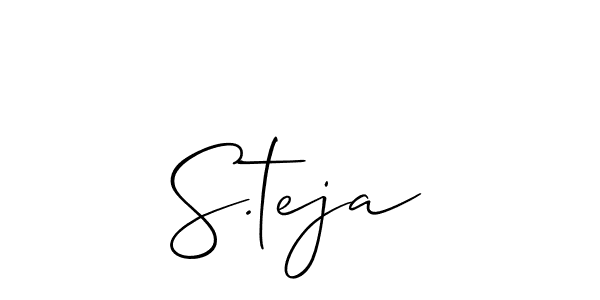 Also You can easily find your signature by using the search form. We will create S.teja name handwritten signature images for you free of cost using Allison_Script sign style. S.teja signature style 2 images and pictures png