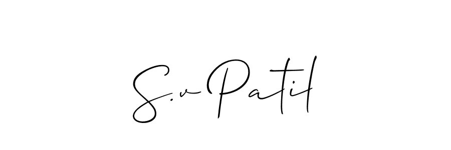 Also You can easily find your signature by using the search form. We will create S.v Patil name handwritten signature images for you free of cost using Allison_Script sign style. S.v Patil signature style 2 images and pictures png