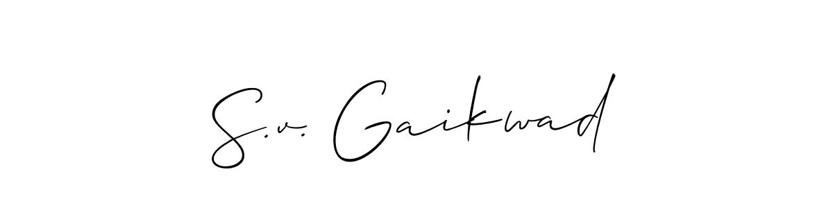 Similarly Allison_Script is the best handwritten signature design. Signature creator online .You can use it as an online autograph creator for name S.v. Gaikwad. S.v. Gaikwad signature style 2 images and pictures png