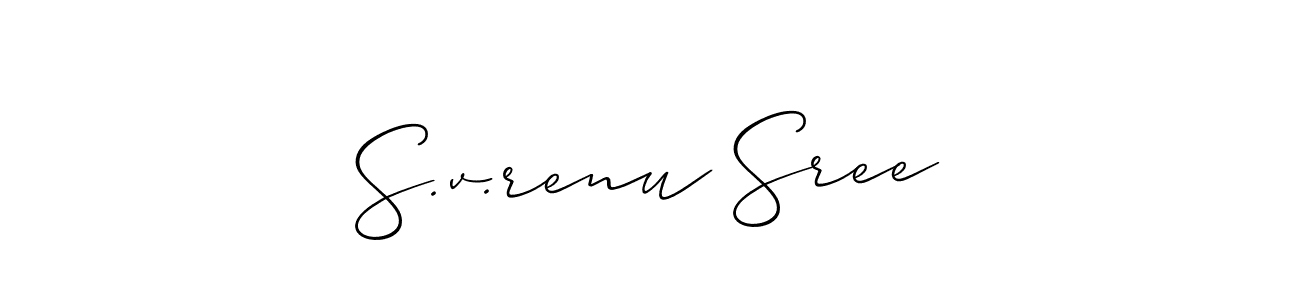 How to make S.v.renu Sree name signature. Use Allison_Script style for creating short signs online. This is the latest handwritten sign. S.v.renu Sree signature style 2 images and pictures png