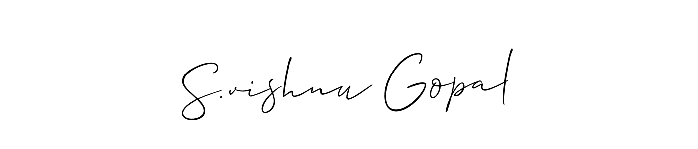 if you are searching for the best signature style for your name S.vishnu Gopal. so please give up your signature search. here we have designed multiple signature styles  using Allison_Script. S.vishnu Gopal signature style 2 images and pictures png