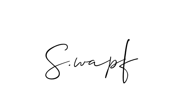 Also You can easily find your signature by using the search form. We will create S.wapf name handwritten signature images for you free of cost using Allison_Script sign style. S.wapf signature style 2 images and pictures png