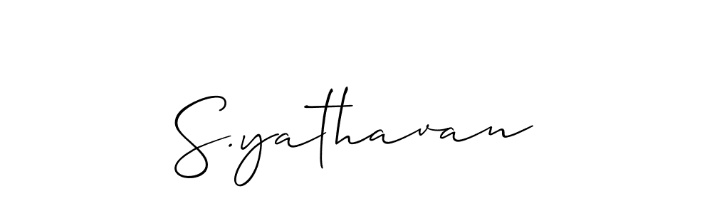 Use a signature maker to create a handwritten signature online. With this signature software, you can design (Allison_Script) your own signature for name S.yathavan. S.yathavan signature style 2 images and pictures png