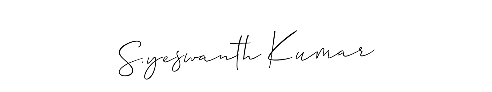 Create a beautiful signature design for name S.yeswanth Kumar. With this signature (Allison_Script) fonts, you can make a handwritten signature for free. S.yeswanth Kumar signature style 2 images and pictures png
