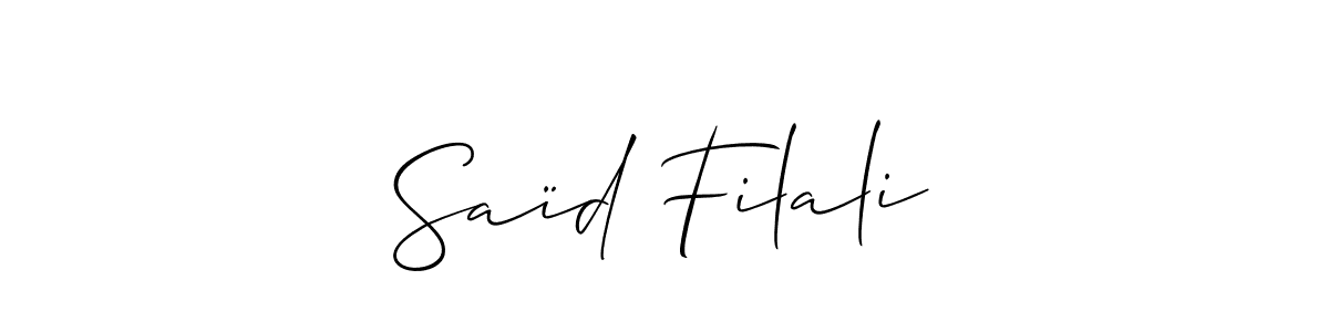 Also You can easily find your signature by using the search form. We will create Saïd Filali name handwritten signature images for you free of cost using Allison_Script sign style. Saïd Filali signature style 2 images and pictures png