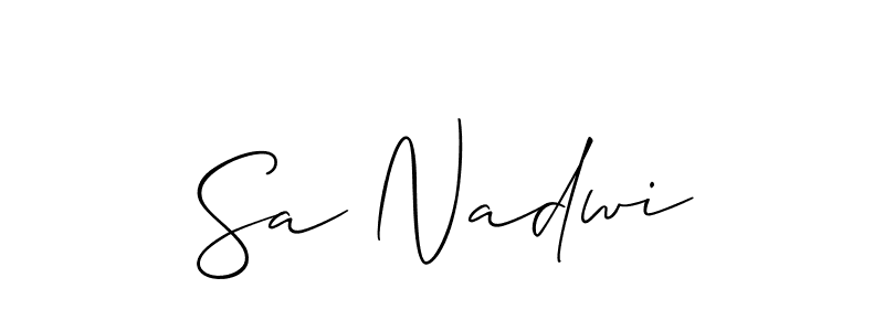Also You can easily find your signature by using the search form. We will create Sa Nadwi name handwritten signature images for you free of cost using Allison_Script sign style. Sa Nadwi signature style 2 images and pictures png