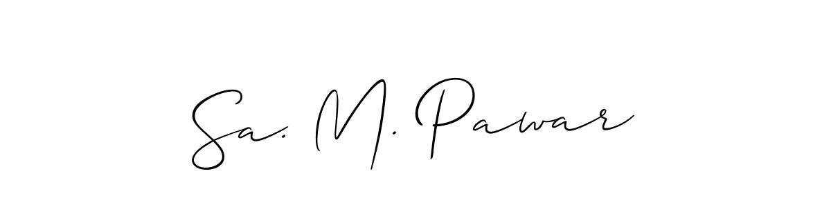 This is the best signature style for the Sa. M. Pawar name. Also you like these signature font (Allison_Script). Mix name signature. Sa. M. Pawar signature style 2 images and pictures png